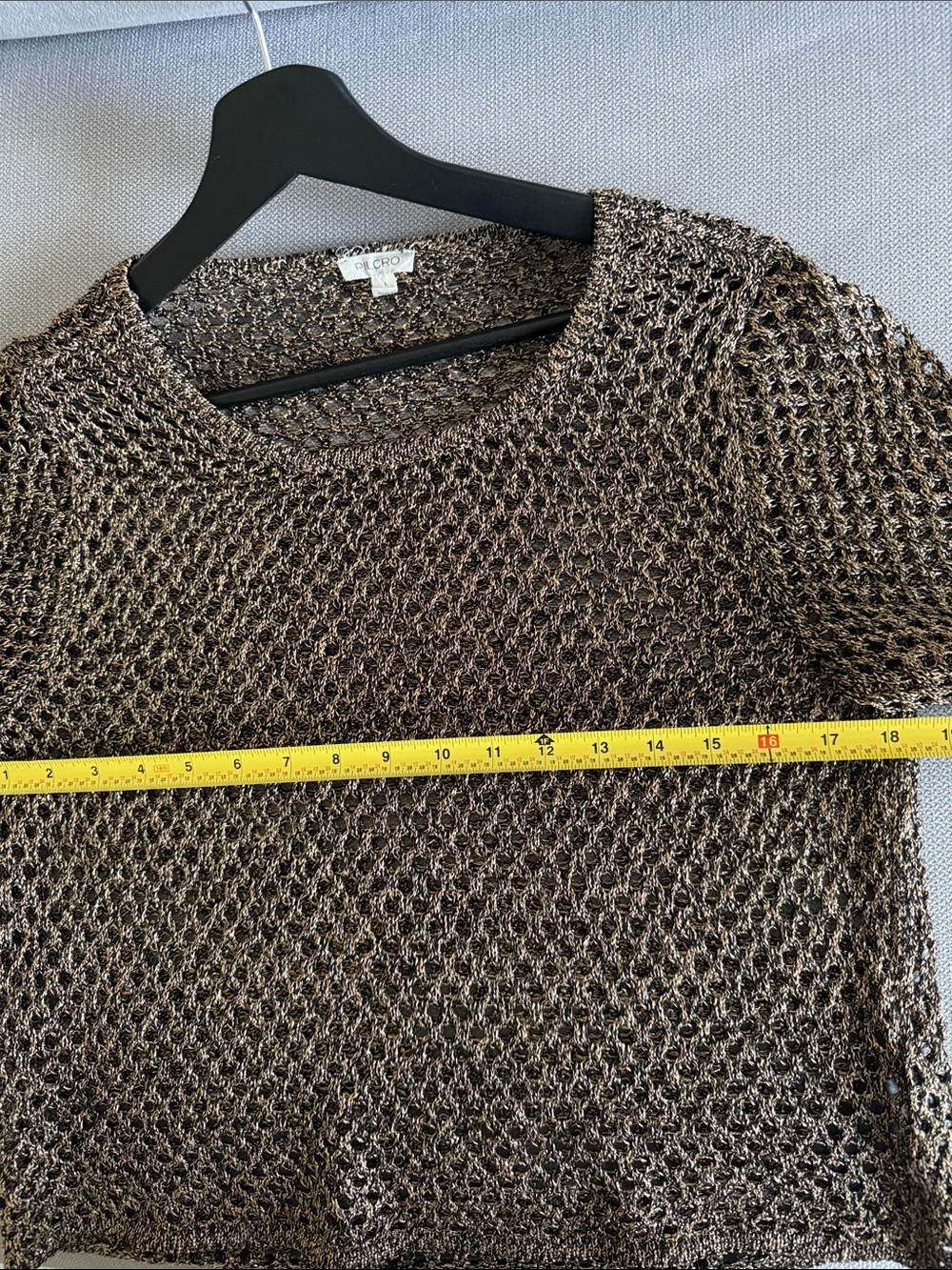 Pilcro Open-Knit Metallic Cropped Top Size L - Picture 8 of 11